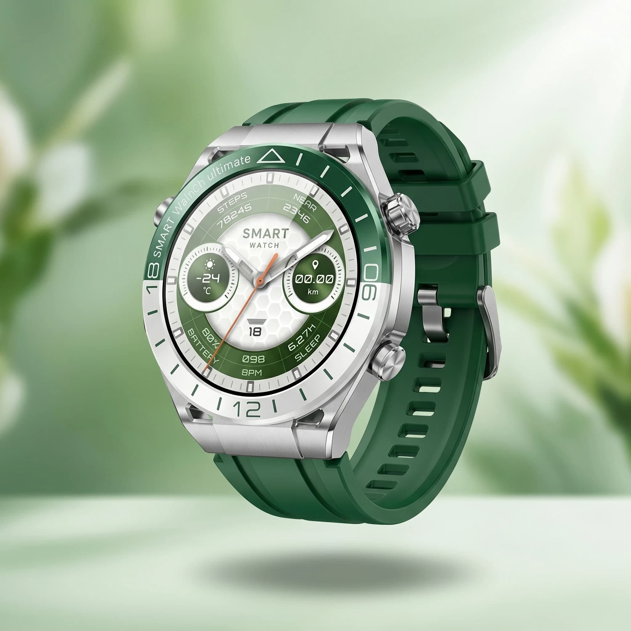 Premium Green Smartwatch with Multifunctional Display