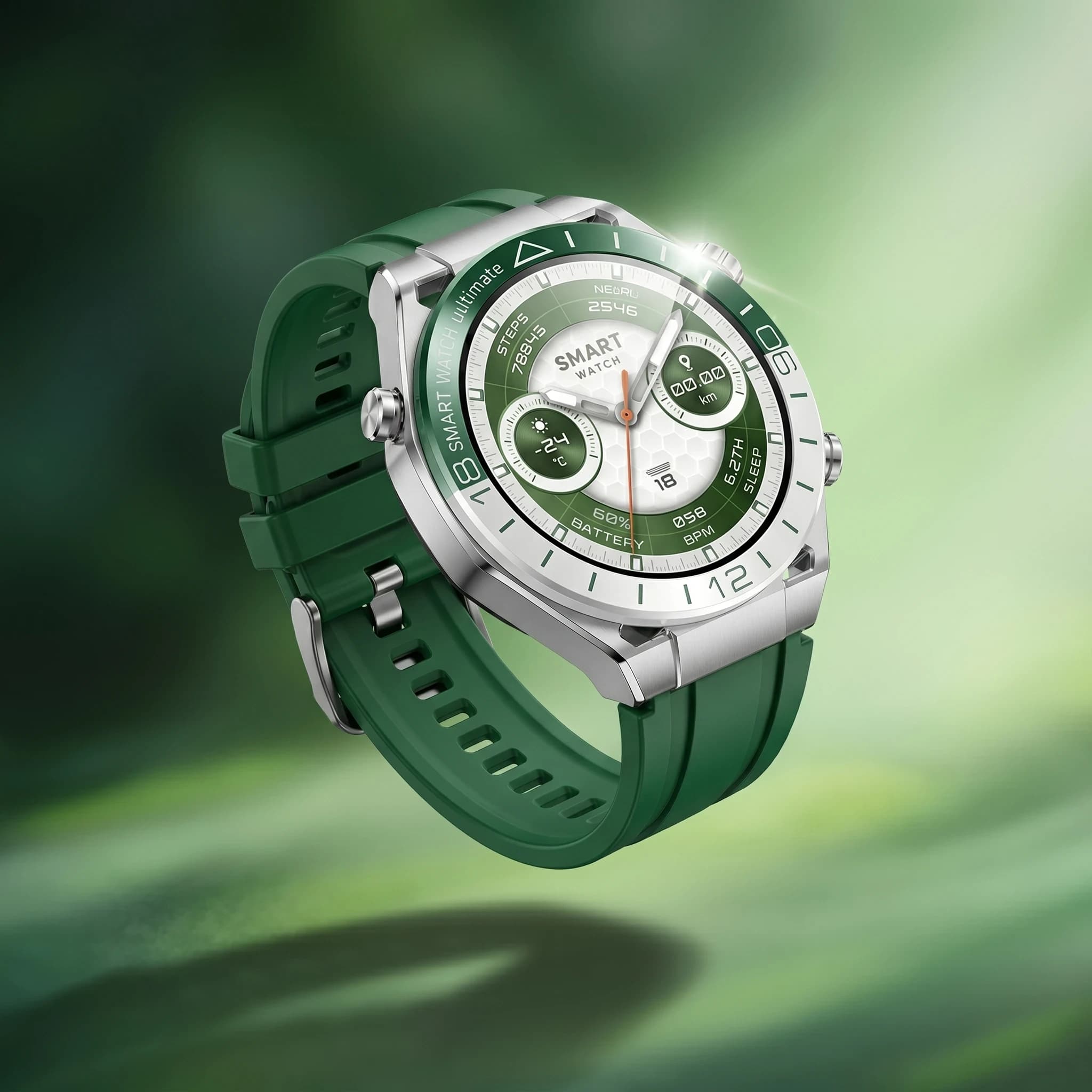 Premium Green Smartwatch with Multifunctional Display