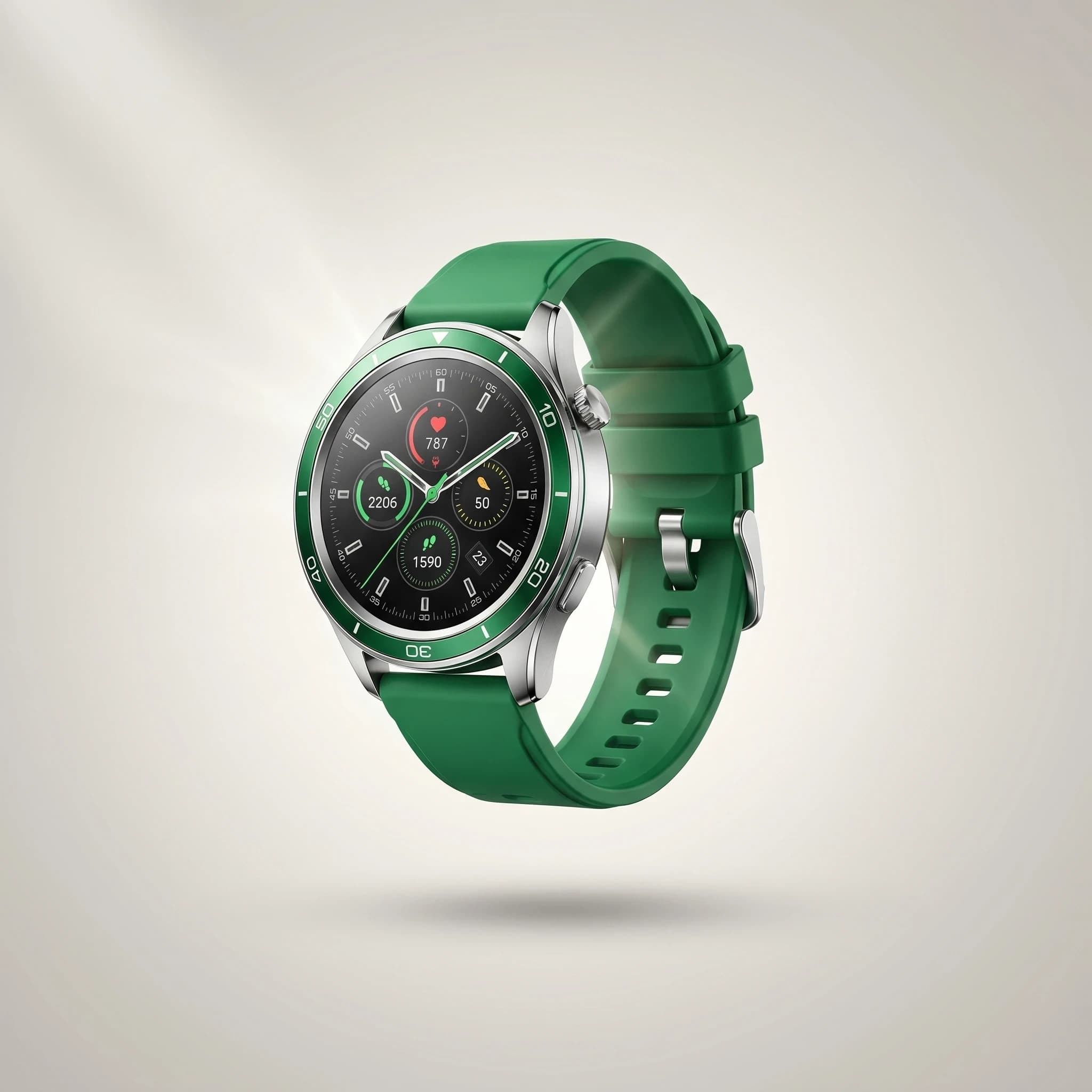 Premium Green Smartwatch with Multifunctional Display on a clean background