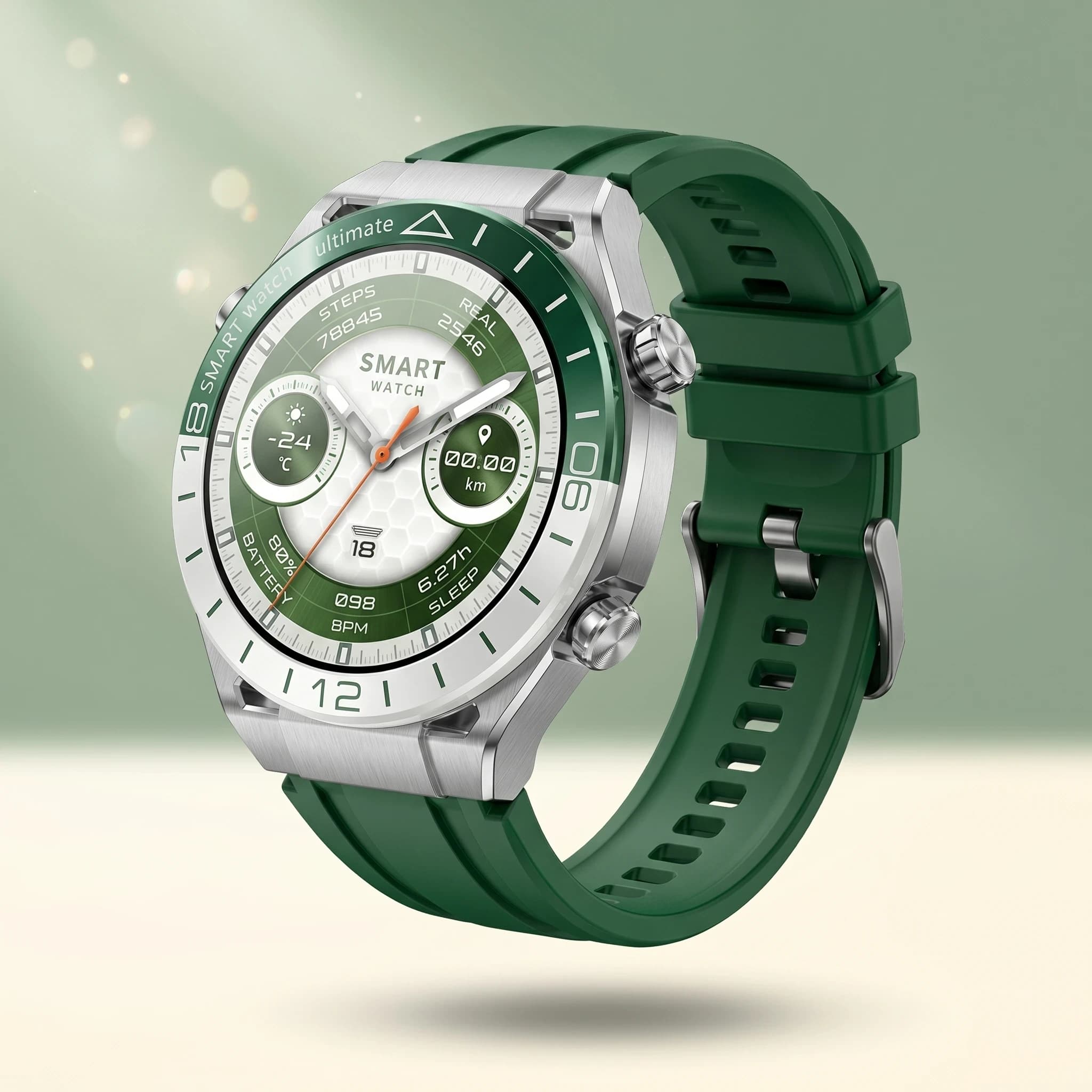 Premium Green Smartwatch with Multifunctional Display